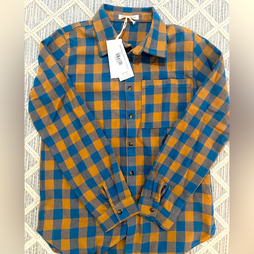 NWT - Zhoe and Tobiah boys shirt in Pavone and Biscuit check